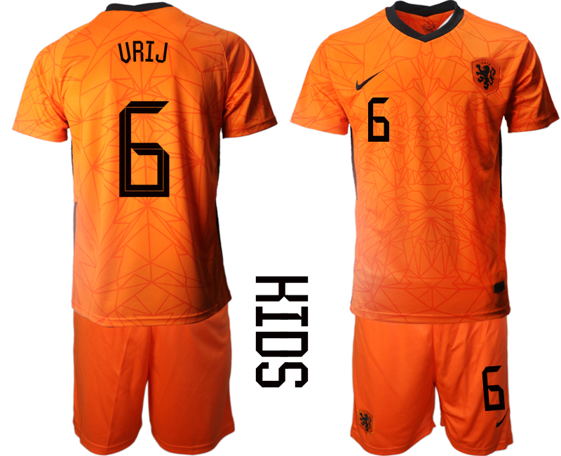 Cheap 2021 European Cup Netherlands home Youth 6 soccer jerseys